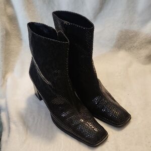 Naturalizer Black Snakeskin Heeled Boots